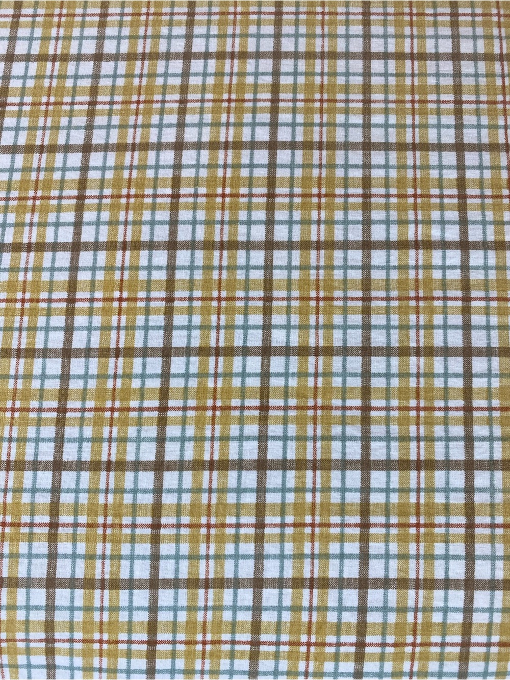 Laura Ashley Plaid in Mustard, Brown & Light Blue Fitted Sheet Queen